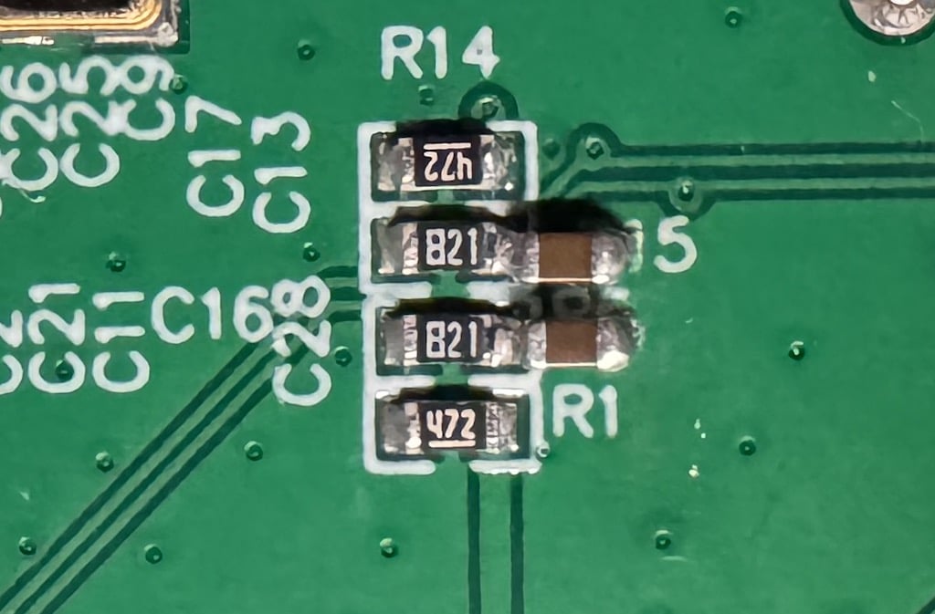 Final result with two capacitors fully soldered